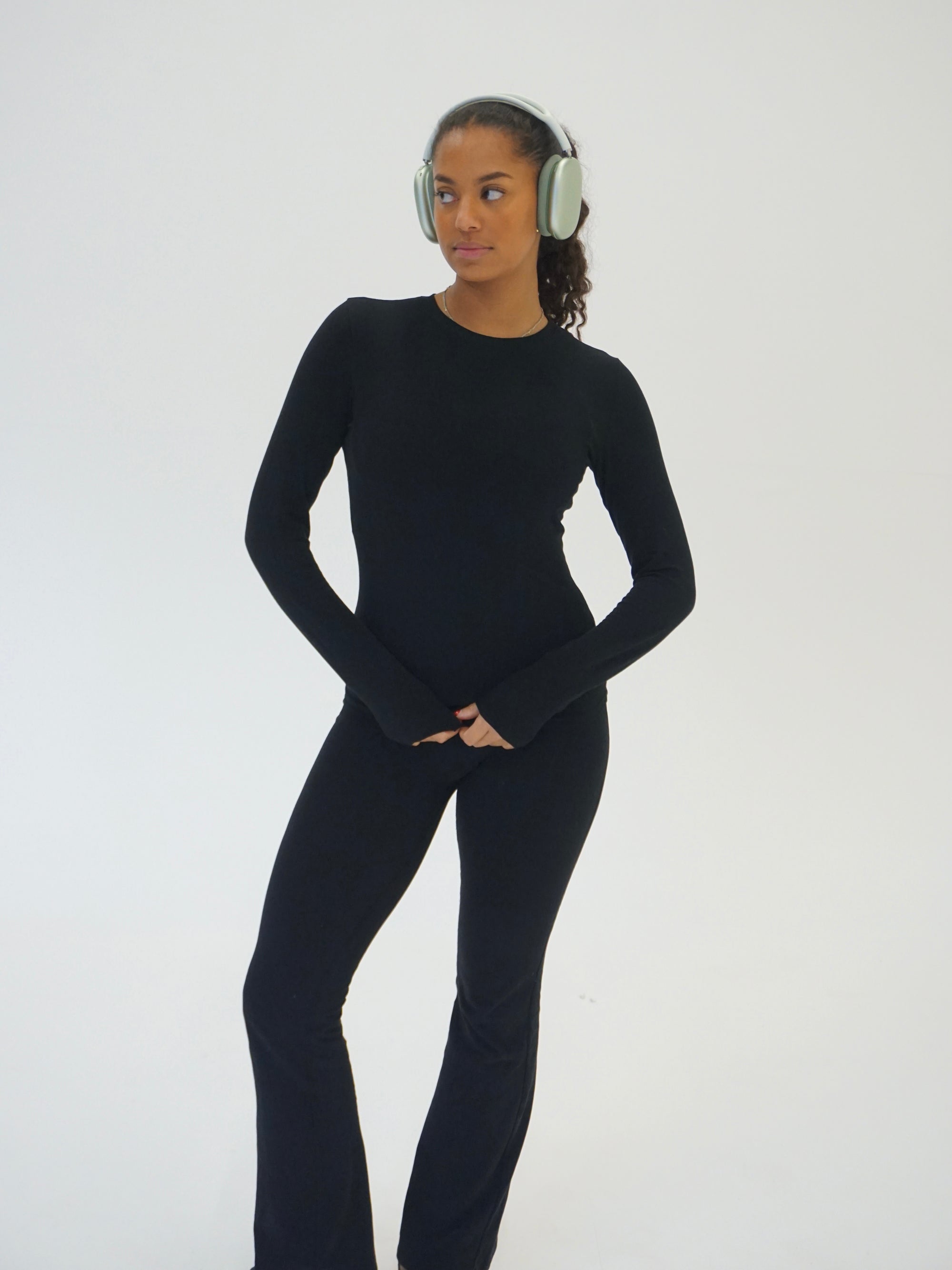 Essential Flare Cotton Pants - Black