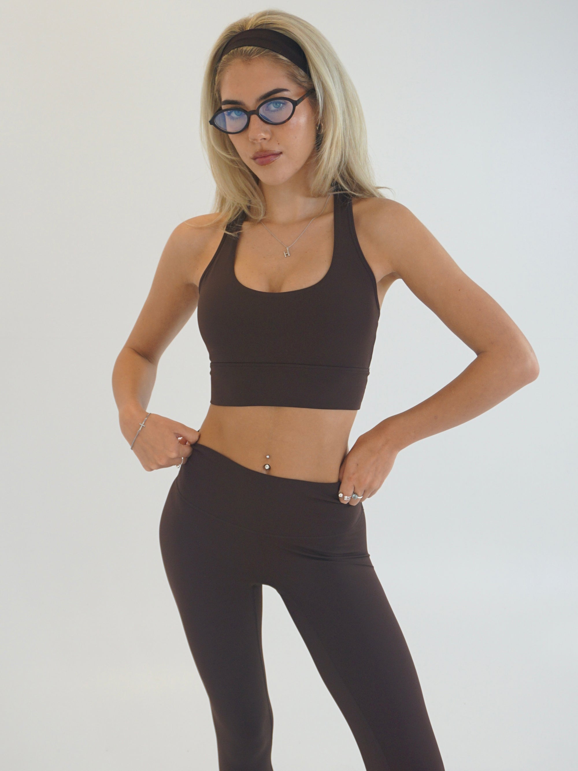 Essential Racer Back Sports Bra - Espresso