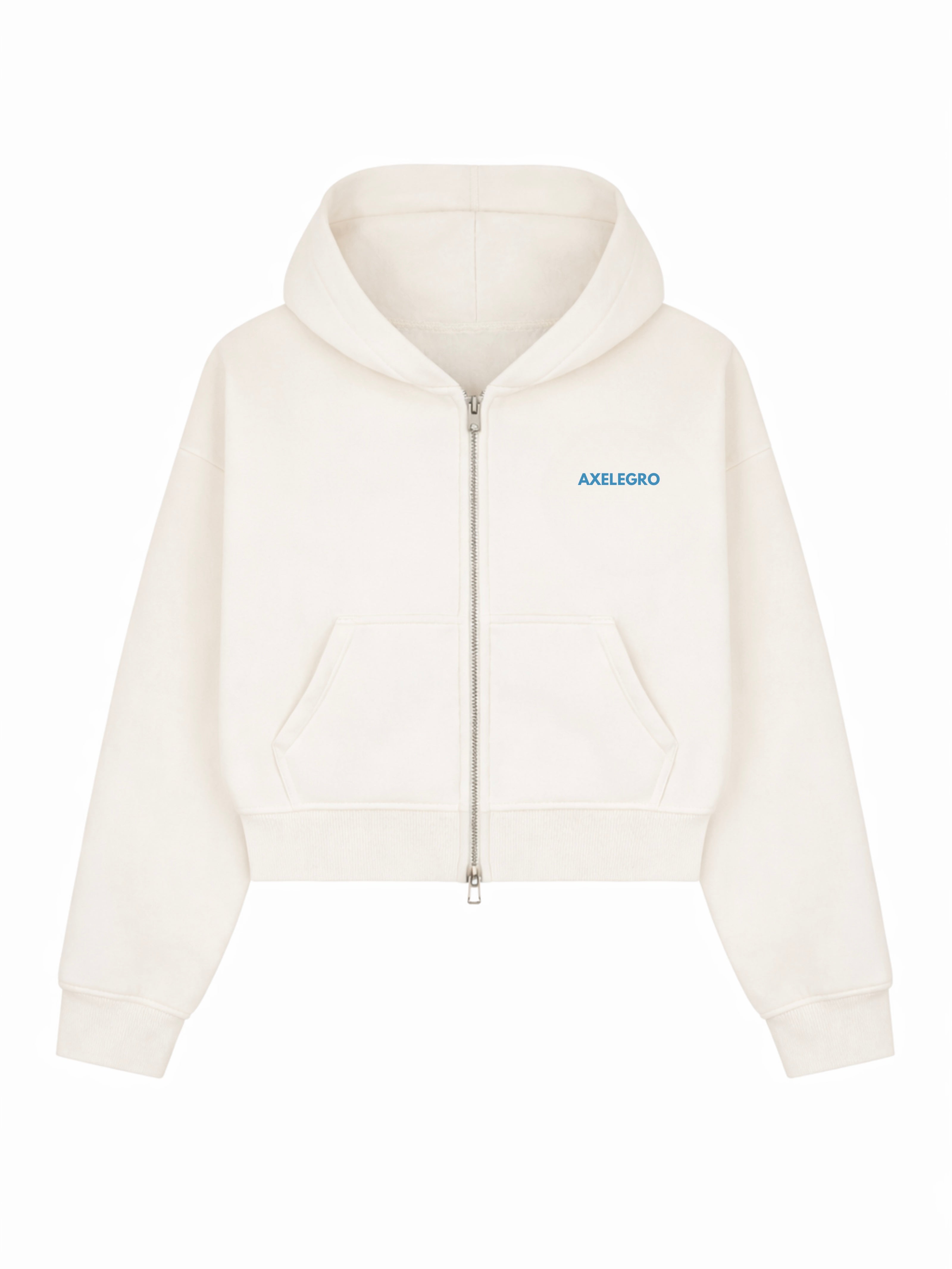 Premium Essential Axelegro Cropped Zip Hoodie - Cream